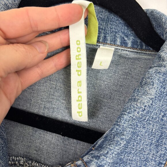 Debra deRoo Embellished Denim‎ Jacket Women’s Large Patch Detail Crown Crest VTG - Picture 10 of 16